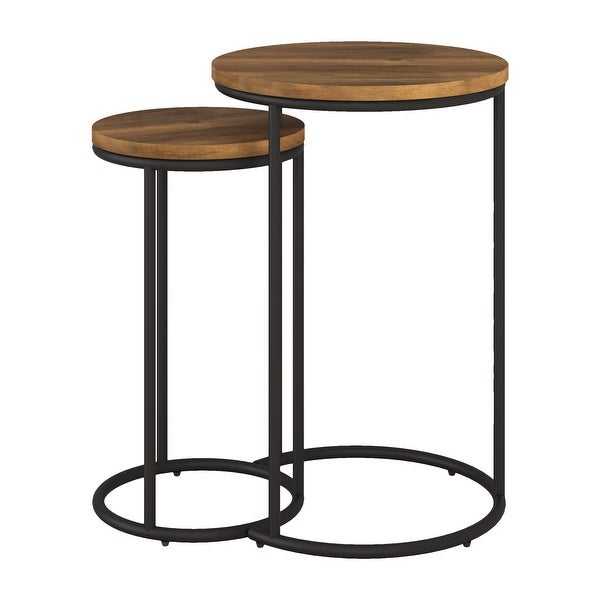 CorLiving Fort Worth Brown Wood Grain Finish Nesting Side Table