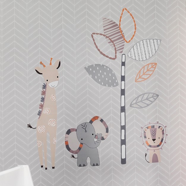 Lambs amp Ivy Jungle Safari Gray tan Elephant giraffe Nursery Wall Decals stickers