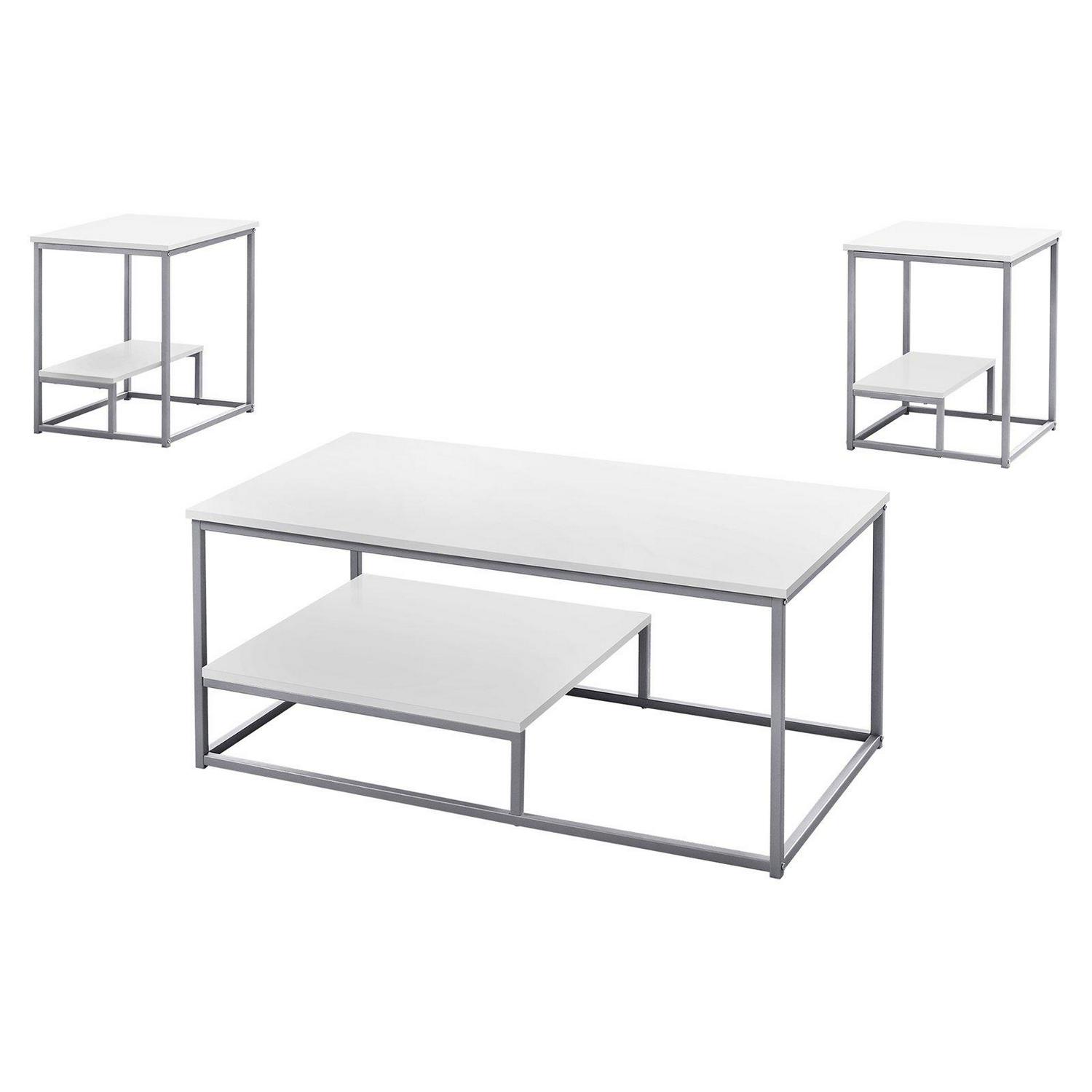 Monarch Specialties 3 Piece Occasional Table Set with Raised Bottom HalfShelf  Crowdfused