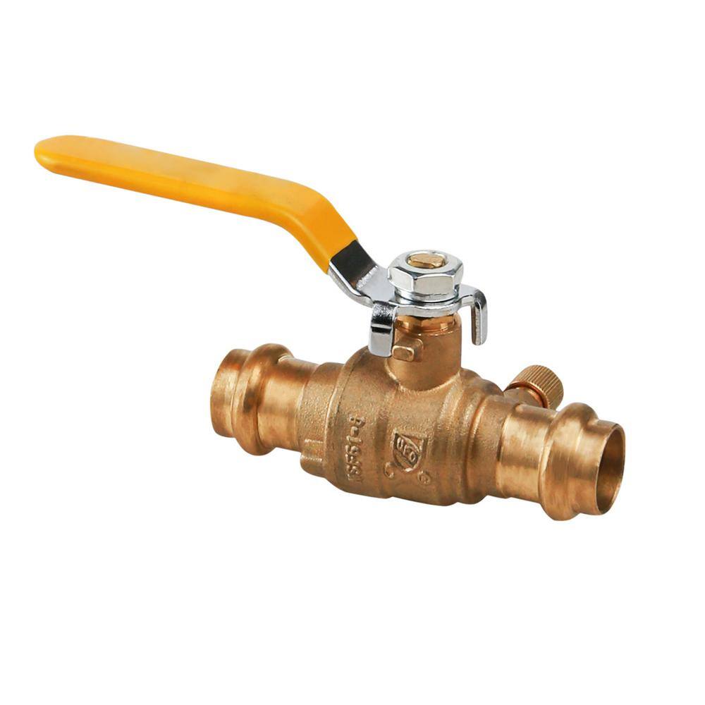 The Plumber's Choice 12 in. Press Brass Ball Valve with Drain (Pack of 5) VLV532012D-5