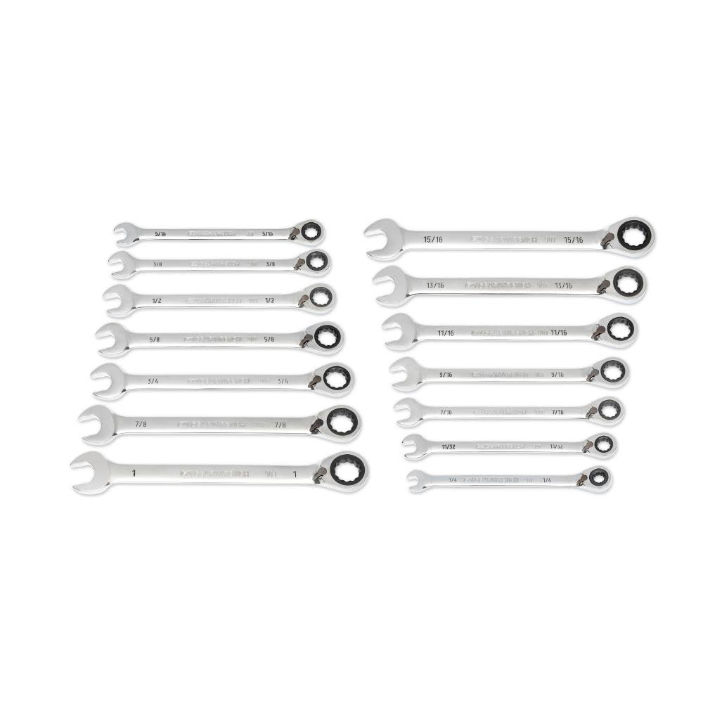 GEARWRENCH 14 Pc. 90-Tooth 12 Point SAE Reversible Ratcheting Wrench Set 86660 from GEARWRENCH