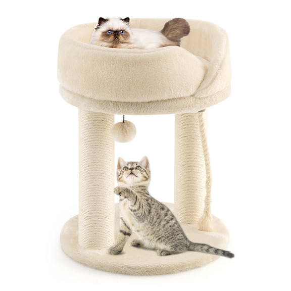 Costway 83460915 Cat Climbing Tree with Plush Perc...