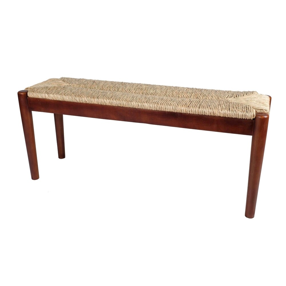 Large Seagrass Wood Bench   Natural Finish