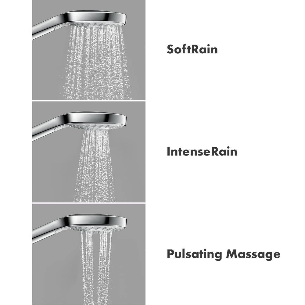 Hansgrohe 3-Spray Patterns with 4.3 in. Single Wall Mount Handheld Adjustable Shower Head in White and Chrome 04724400