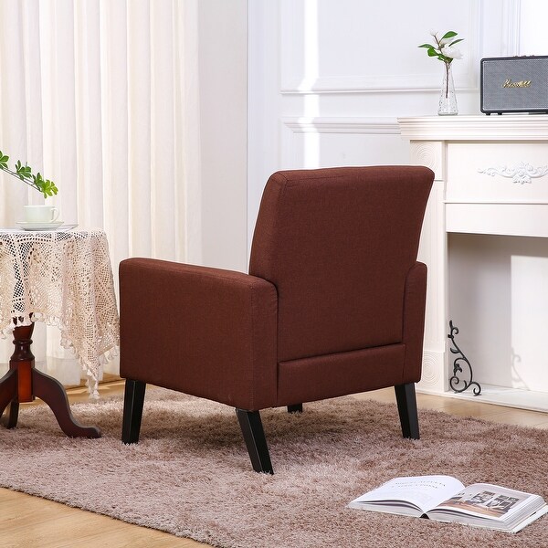 Button Tufted Upholstered Arm Chairs Comfy Reading Accent Chairs Sofa with Resilient Sponge Cushions， for Living Room， Brown