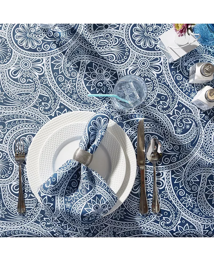 Design Imports Paisley Print Outdoor Tablecloth 60 Round