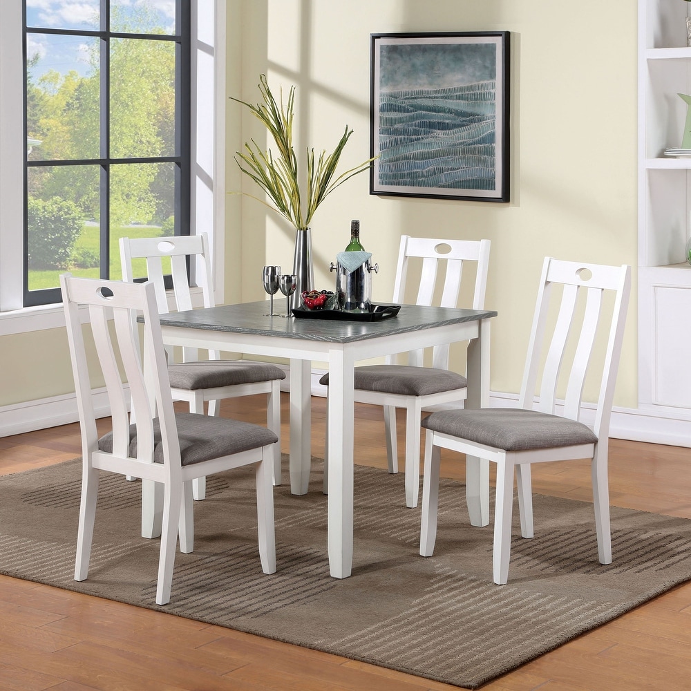 Badia Transitional White 5 Piece Dining Table Set by Furniture of America