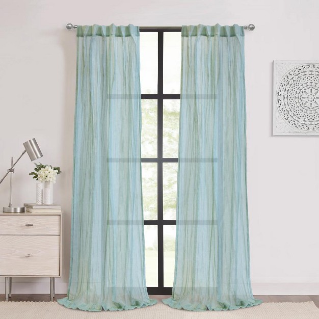 Habitat Paloma Sheer Dual Header Stylish And Function Curtain Panel Pale Thyme