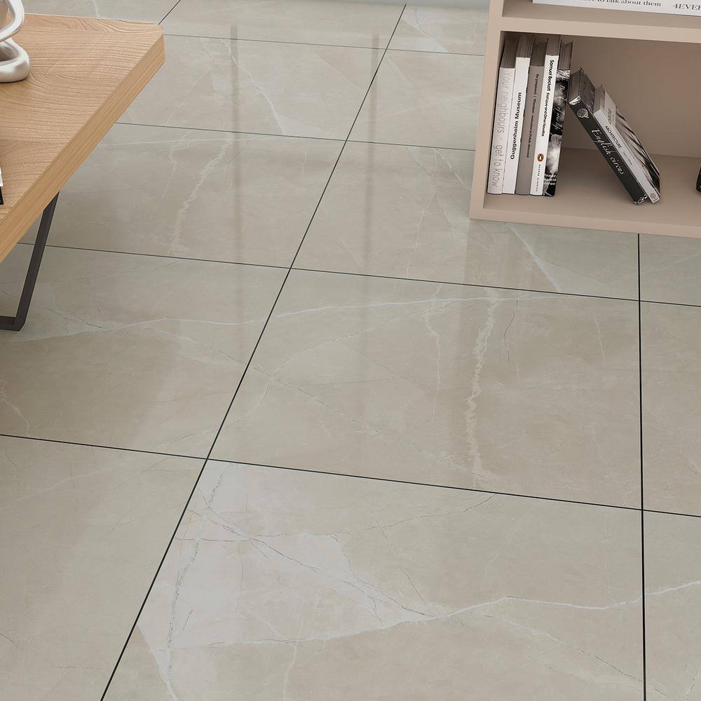 MSI Madison Cream 24 in. x 24 in. Polished Porcelain Stone Look Floor and Wall Tile (16 sq. ft.Case) NHDMADCRE2424P