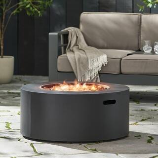 Noble House Reign Dark Gray Circular Metal Fire Pit (No Tank Holder) 70199