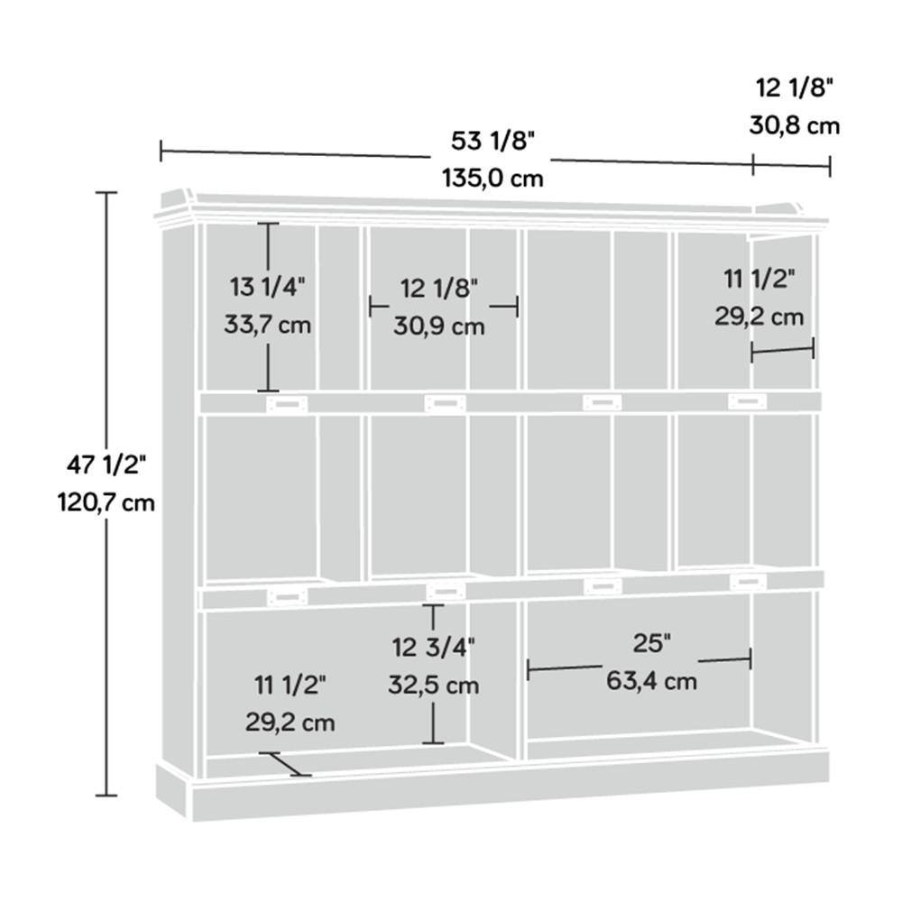 SAUDER Barrister Lane 47 in. Sindoori Mango Engineered Wood 3-Shelf Bookcase with Cubbyhole Storage 426629