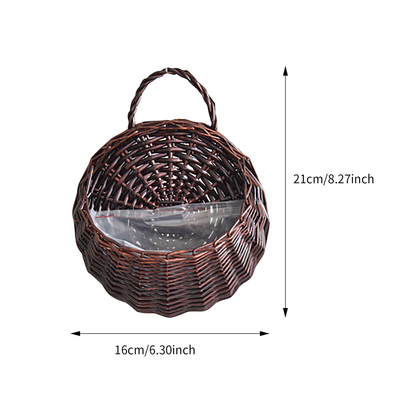 Fridja Wall Hanging Wicker Rattan Flower Basket Handmade Woven Hanging Basket Pots Hanger Garden Decoration Indoor Outdoor Watering Hanging Baskets for Home Garden Wedding Wall Decorations