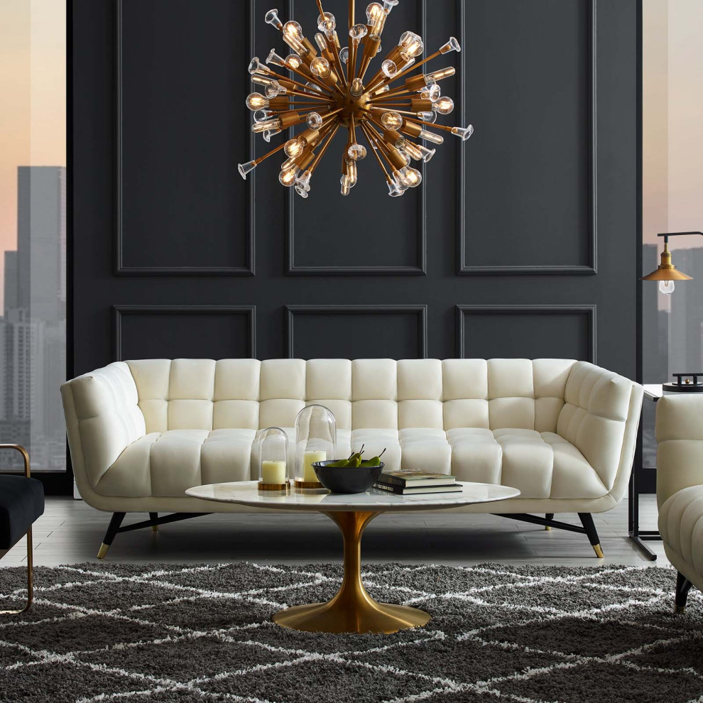 Adept Upholstered Velvet Sofa   Midcentury   Sofas   by PARMA HOME  Houzz