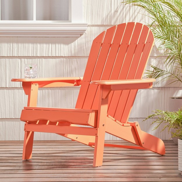 Malibu Outdoor Acacia Wood Adirondack Chair Tangerine Christopher Knight Home