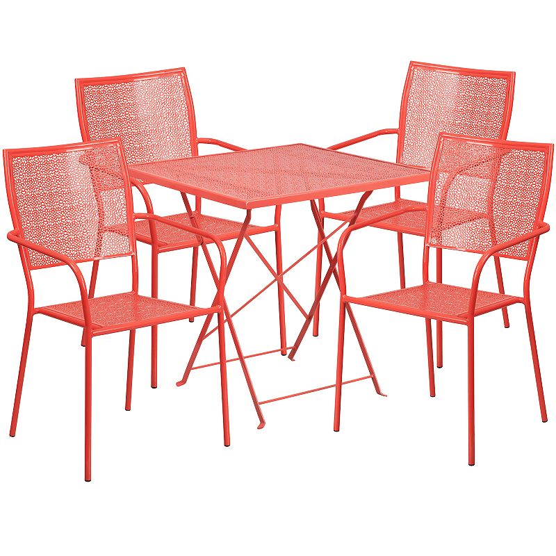 Flash Furniture Commercial Square Indoor / Outdoor Folding Patio Table and Chair 5-piece Set