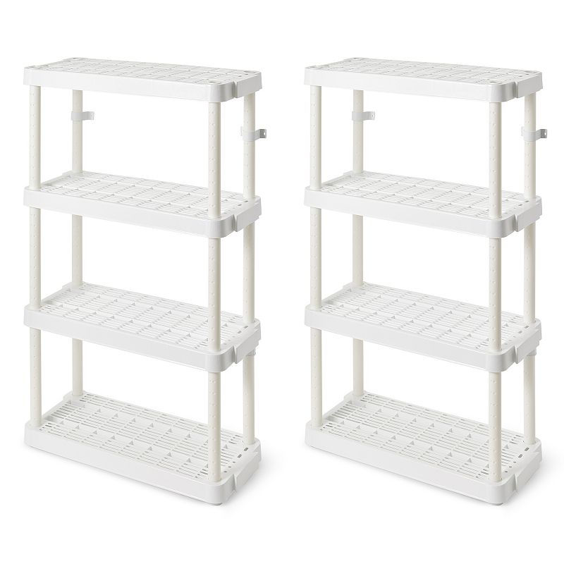 Gracious Living Medium Duty 4 Tier Ventilated Shelving Units， White (2 Pack)