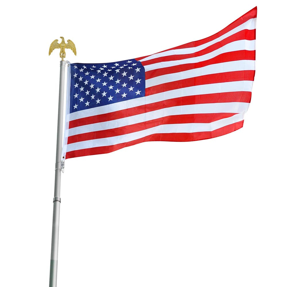 Yescom Aluminum Telescopic Flag pole Eagle Top Set 25' II