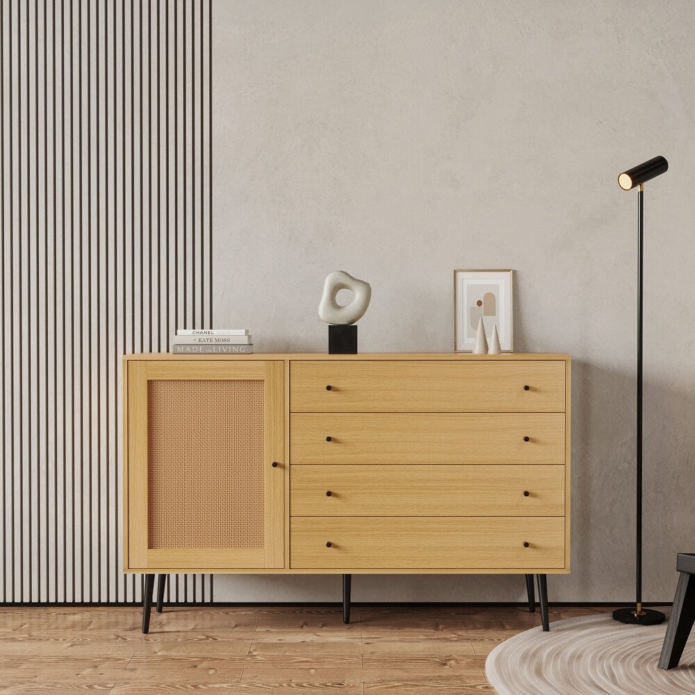 55 inch Wood Sideboard with 4 Long Drawers