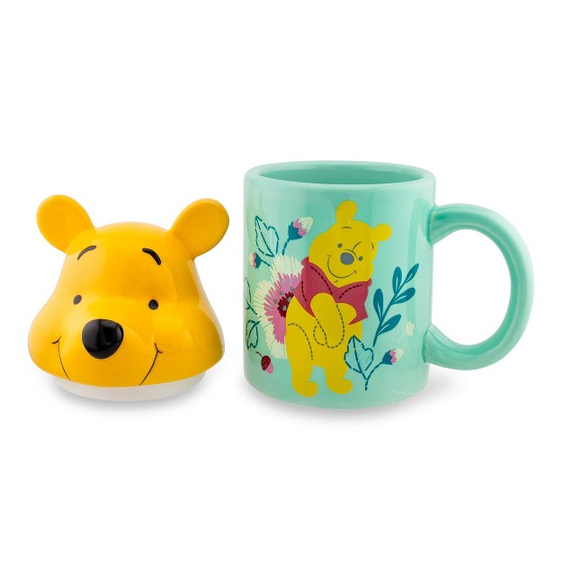 Silver Buffalo Disney Winnie The Pooh Ceramic Mug With Sculpted Topper Holds 18 Ounces