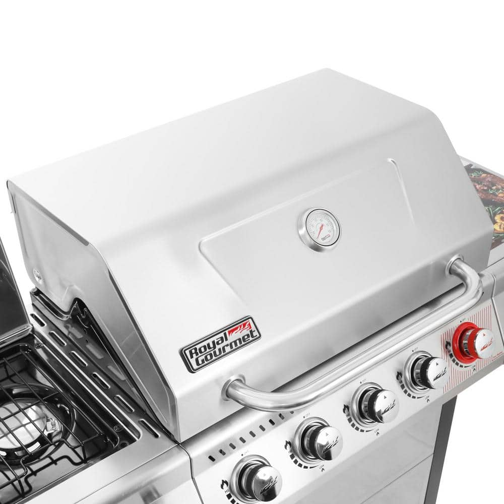 Royal Gourmet 5-Burner Propane Gas Grill in Stainless Steel with Sear Burner and Side Burner GA5401T