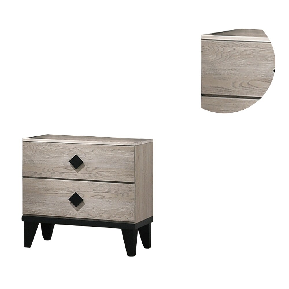 Cream Nightstand With 2 Drawers