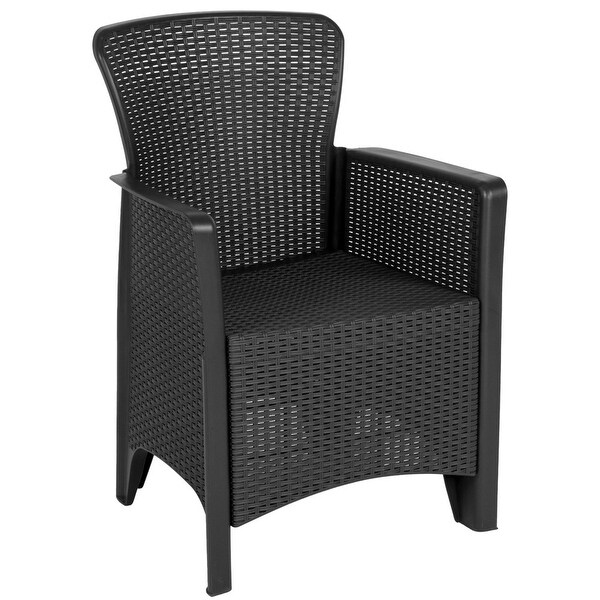 Faux Rattan Plastic Chair Set with Matching Side Table