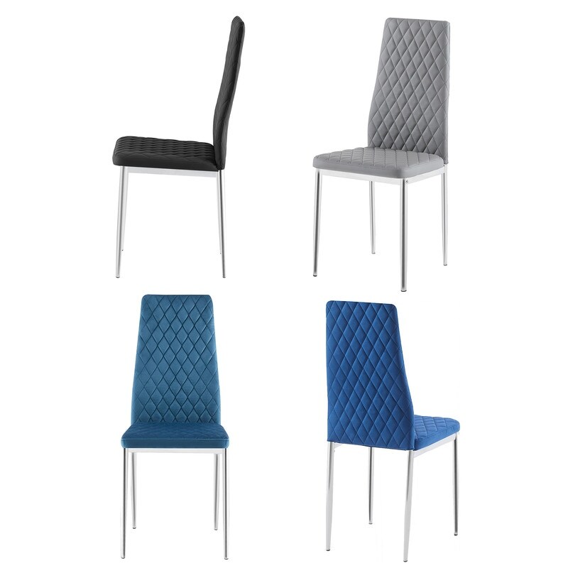 Grondin Modern Minimalist Style Upholstered Dining Chair Set with High Density Sponge Padded and Chrome Metal Legs