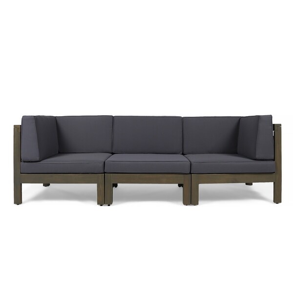 Oana Acacia Wood 3seat Sectional Sofa with Cushions by Christopher Knight Home