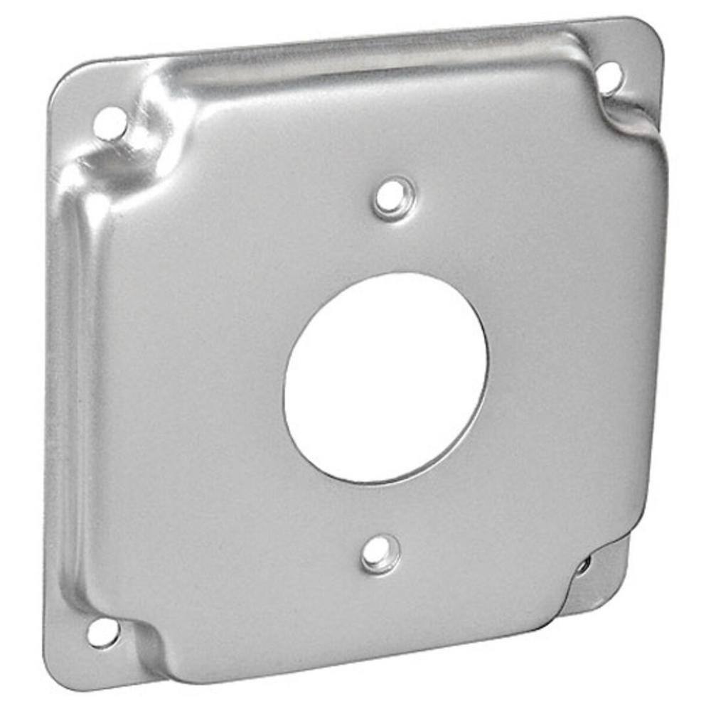 Southwire 4 in. Steel Metallic Square Box Surface Cover Single Duplex Receptacle (1-Pack) G1932-UPC