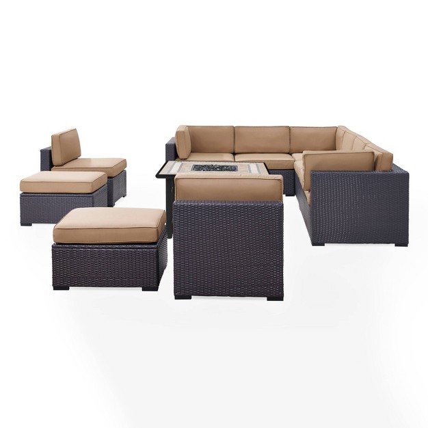 8pc Biscayne Outdoor Steel Conversation Set With Fire Table Crosley