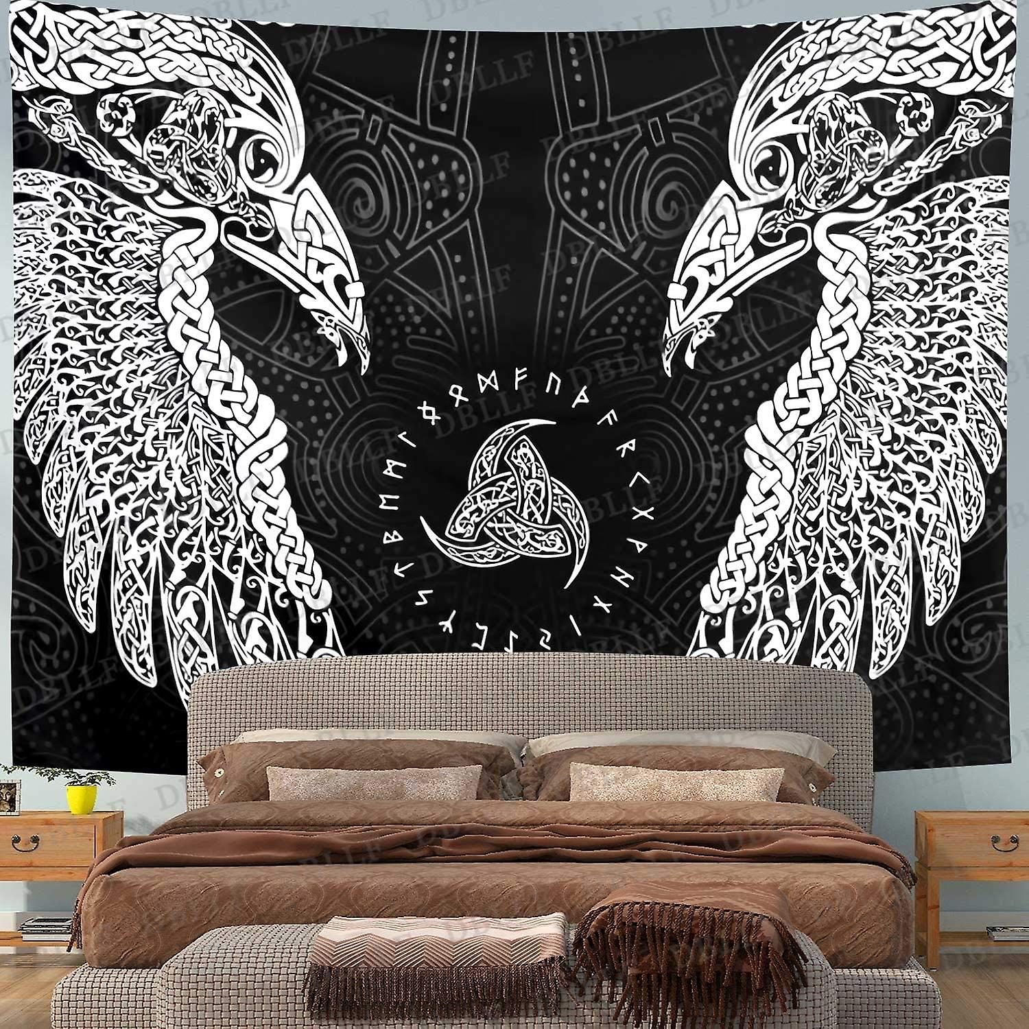 The Twin Ravens In Norse Mythology Viking Wall Hanging Tapestries Wall Tapestry Indian Boho Mandala Tapestry Large Size 80