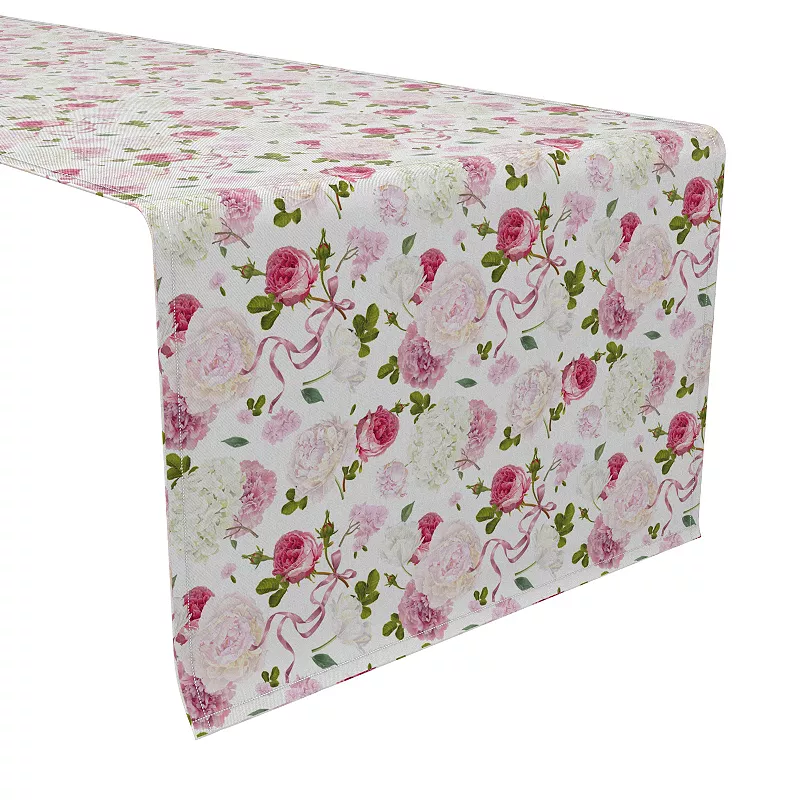 Table Runner， 100% Cotton， 16x90， Romantic Bouquets