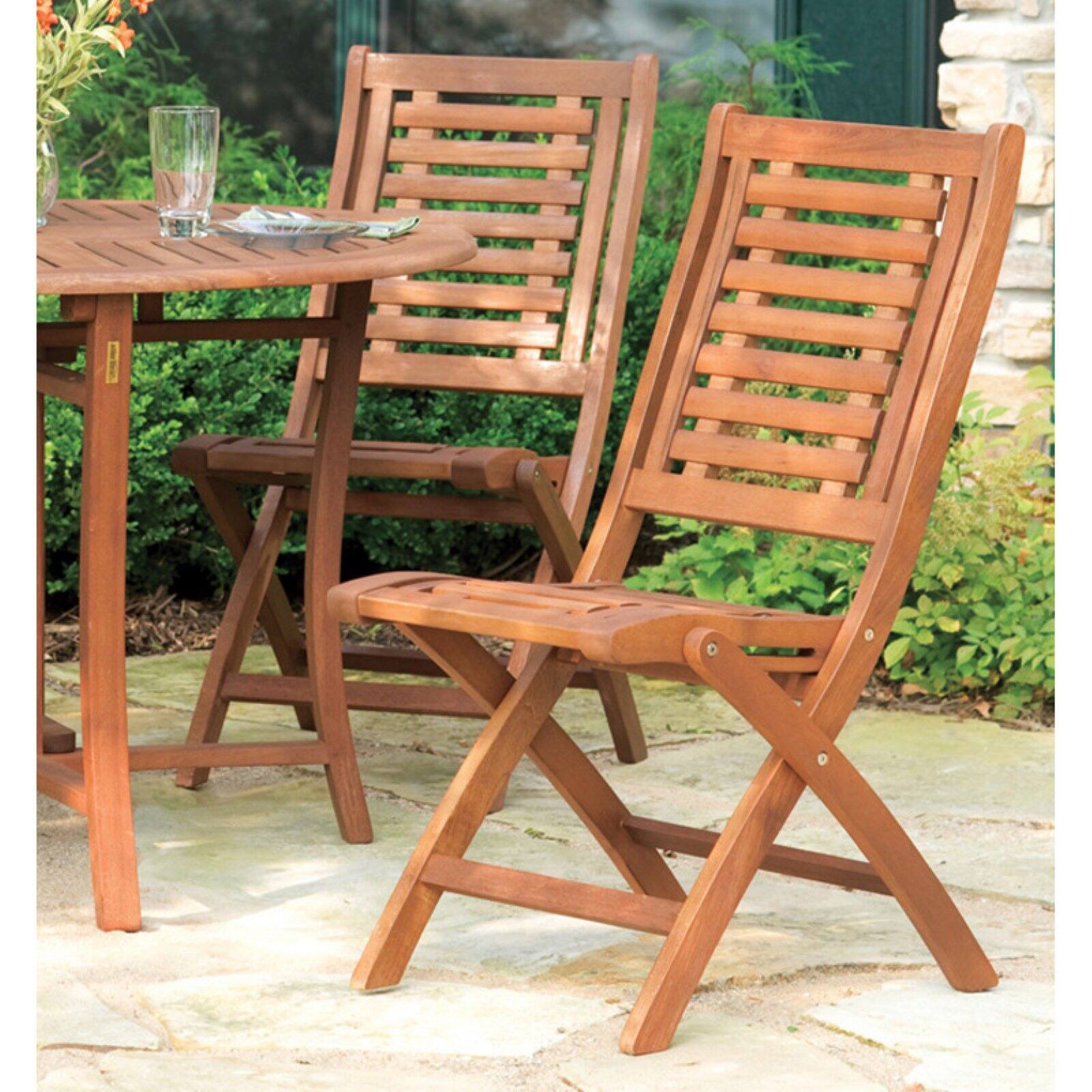 Eucalyptus Folding Side Chair Pair