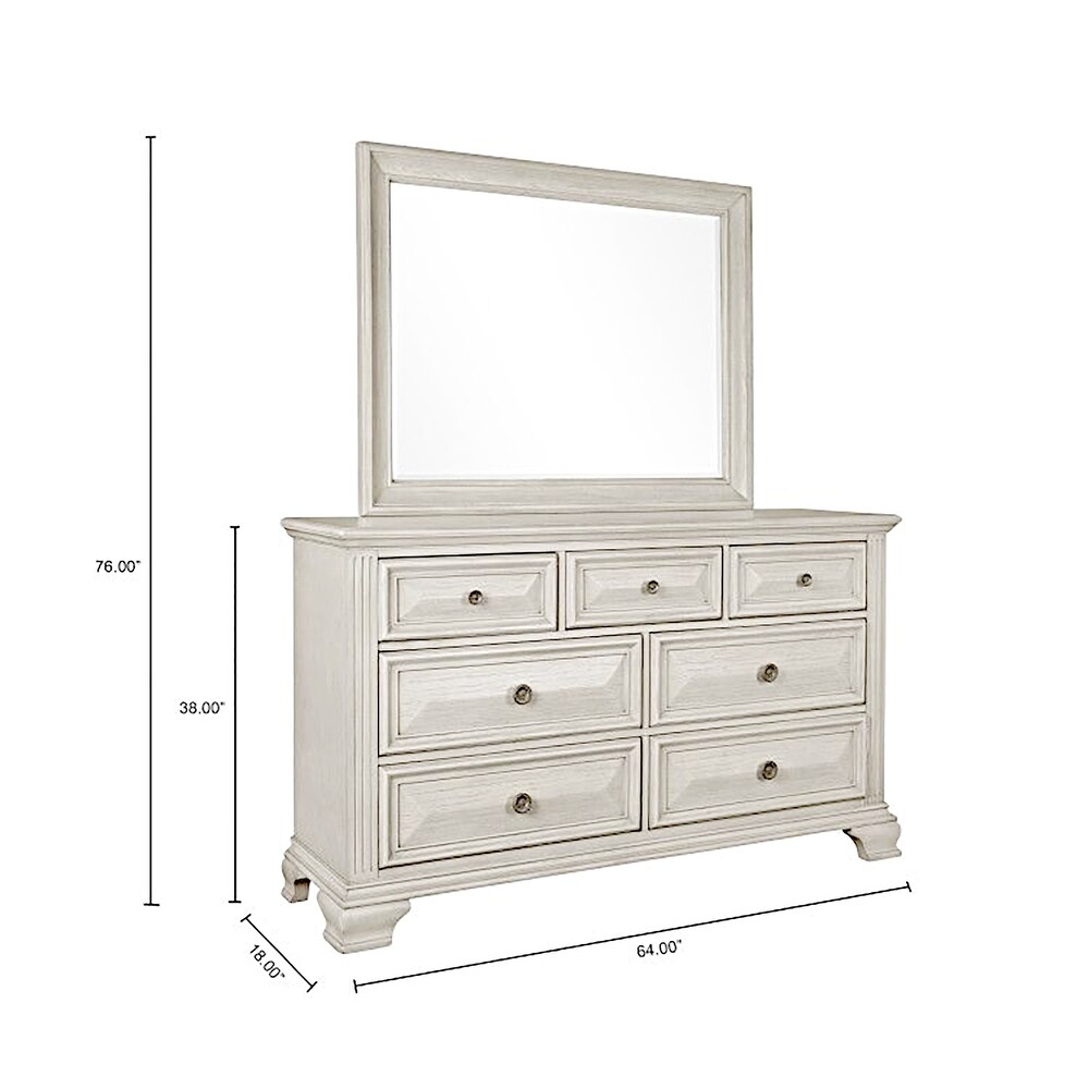 Roundhill Furniture Renova Distressed Parchment Wood Bedroom Set with Panel Bed  Dresser  Mirror  Nightstand  Chest