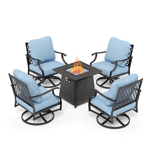 MAISON ARTS 5Piece Patio Conversation Set with 28'' Gas Fire Pit Table