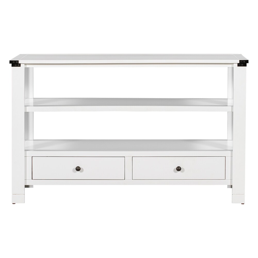 Console Table Sofa Table with 2 Drawers and 2 ShelvesWhite