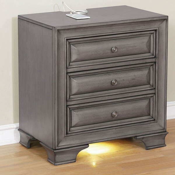 Transitional Style Nightstand with 3 Drawers - - 36119169