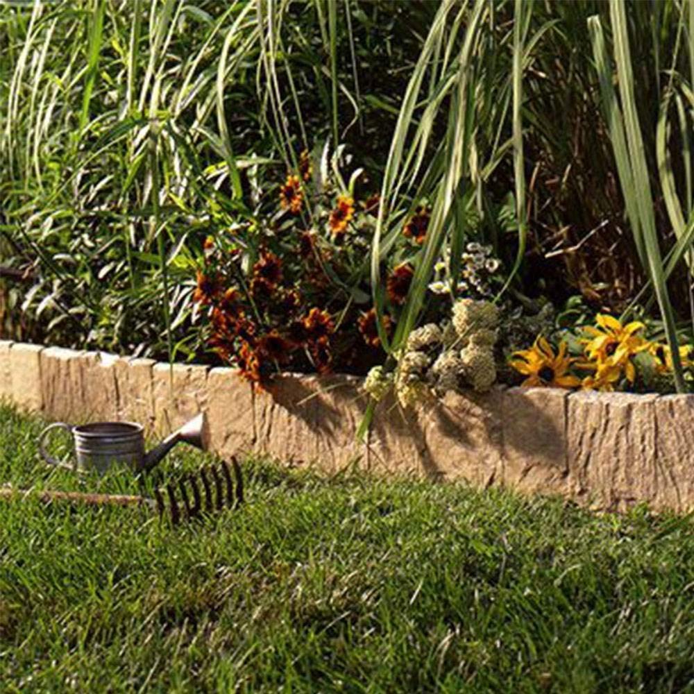 Suncast Flagstone Border Edging - Natural Flagstone Appearance for Garden, Lawn, and Landscape Edging - Water Resistant Border for Containing Trees, Flower Beds and Walkways