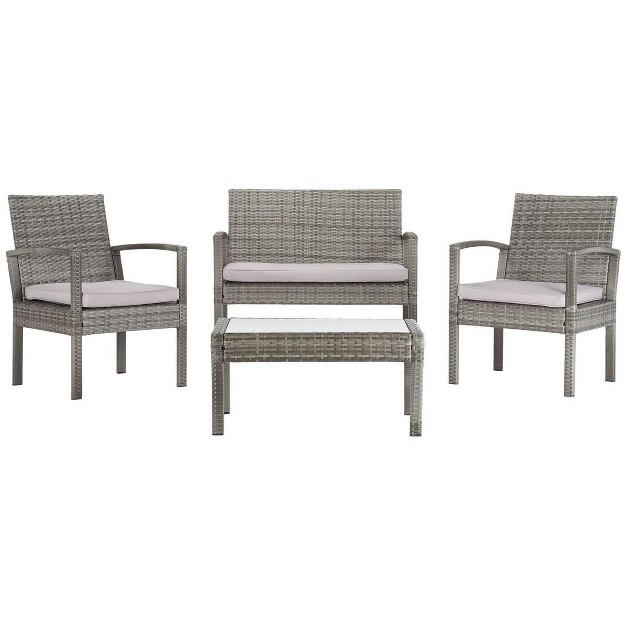 Bassey 4 Piece Patio Outdoor Living Set Safavieh