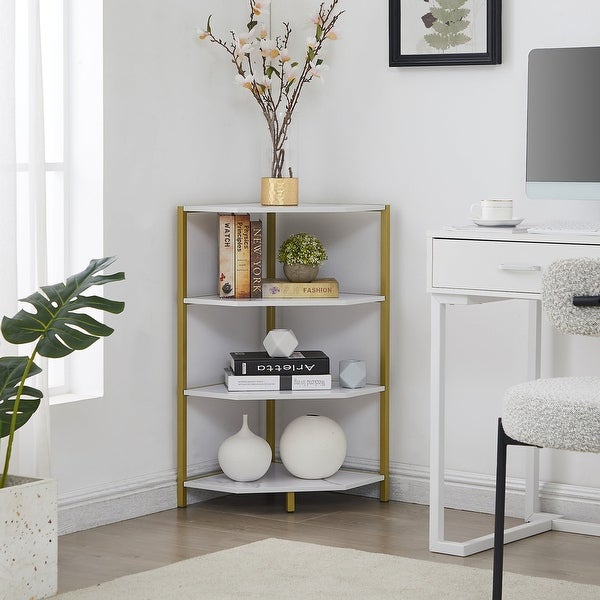 Corner End Table 4-Tier Open Shelves