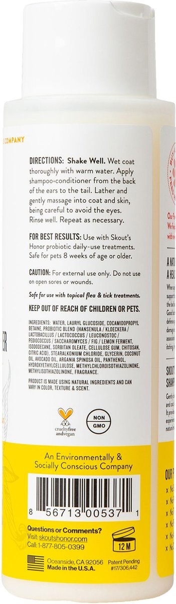 Skout's Honor Probiotic Honeysuckle Pet Shampoo and Conditioner， 16-oz bottle