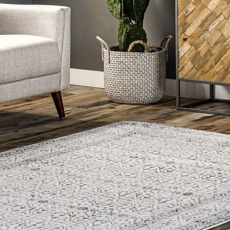 nuLoom Michelle Distressed Vintage Bordered Fringe Area Rug