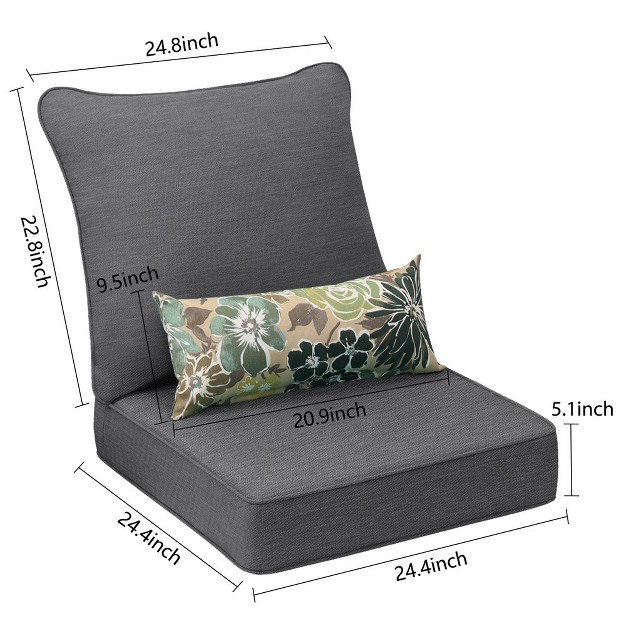 Aoodor Patio Deep Chair Cushion Set Of 2 Total 6 Pieces