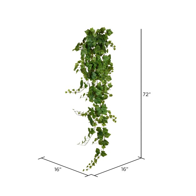 Vickerman Artificial Green Grape Leaf Ivy Hanging Bush