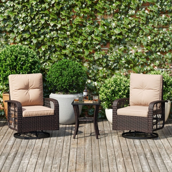 3 Pieces Outdoor Swivel Rocker Chair