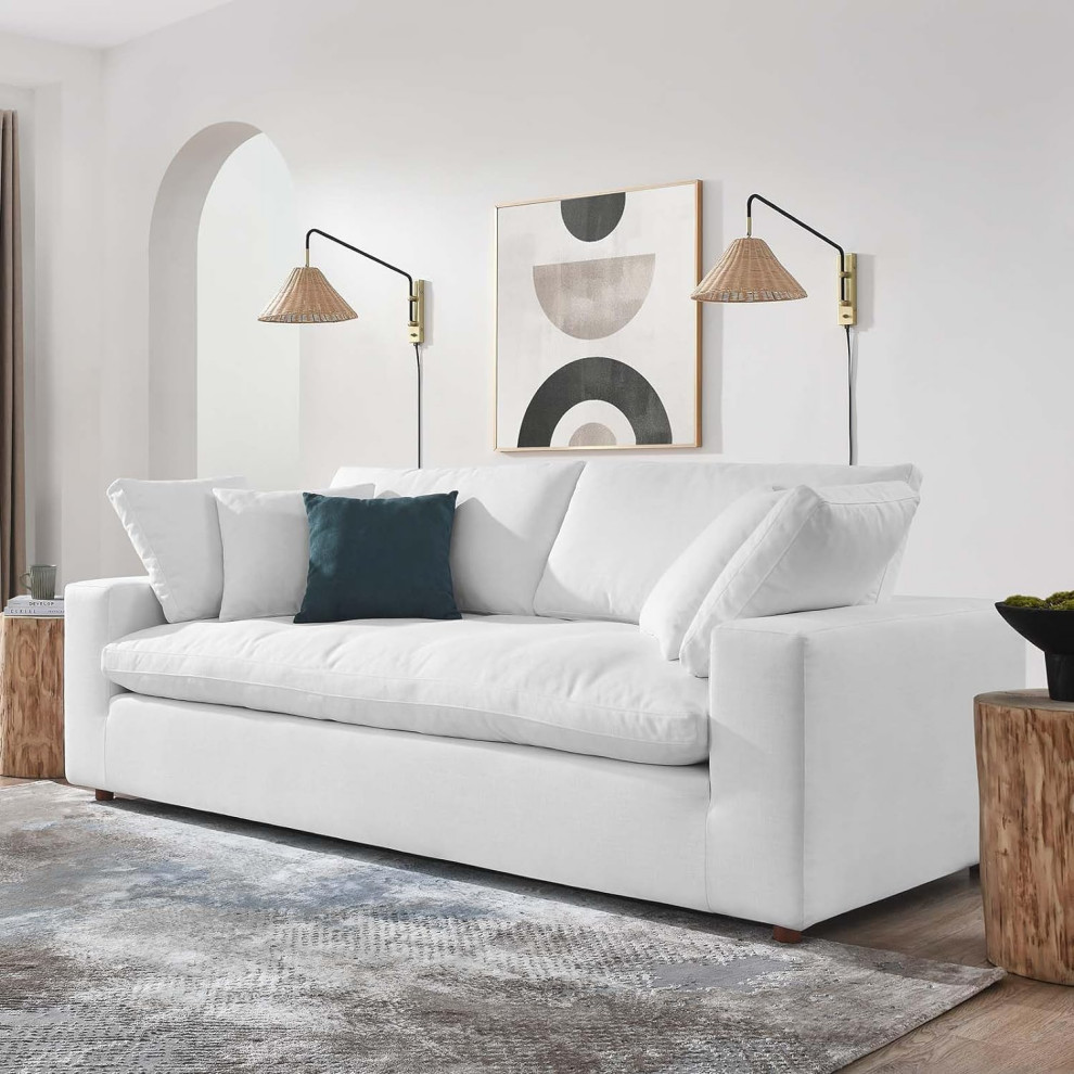 Modern Sofa  Large Design With Extra Padded Seat  ampLinen Upholstery   Modern   Sofas   by Decor Love  Houzz