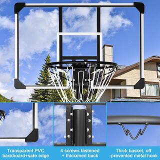 Portable Basketball Hoop  Goal Basketball Stand Height Adjustable 6.2 ft.-8.5 ft. with 35.4 in. Transparent Backboard outwyadironch15