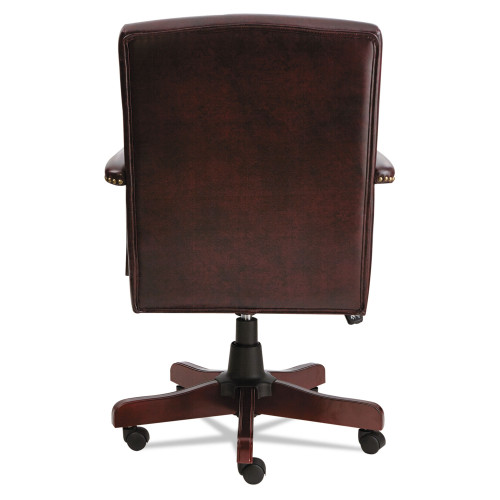 Alera Traditional Series High-Back Chair， Supports up to 275 lbs， Oxblood Burgundy Seat/Oxblood Burgundy Back， Mahogany Base (TD4136)