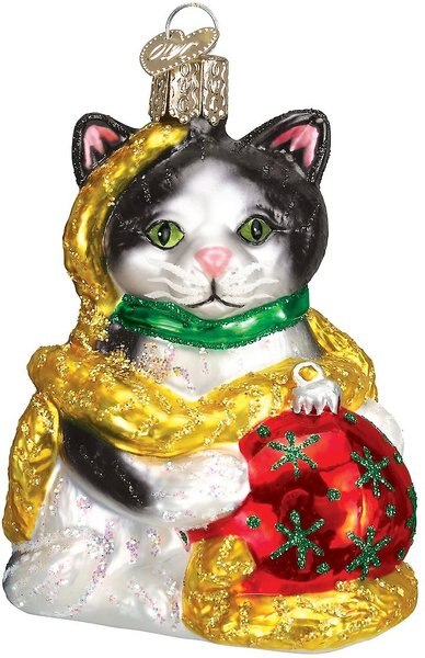 Old World Christmas Holiday Kitten Glass Tree Ornament