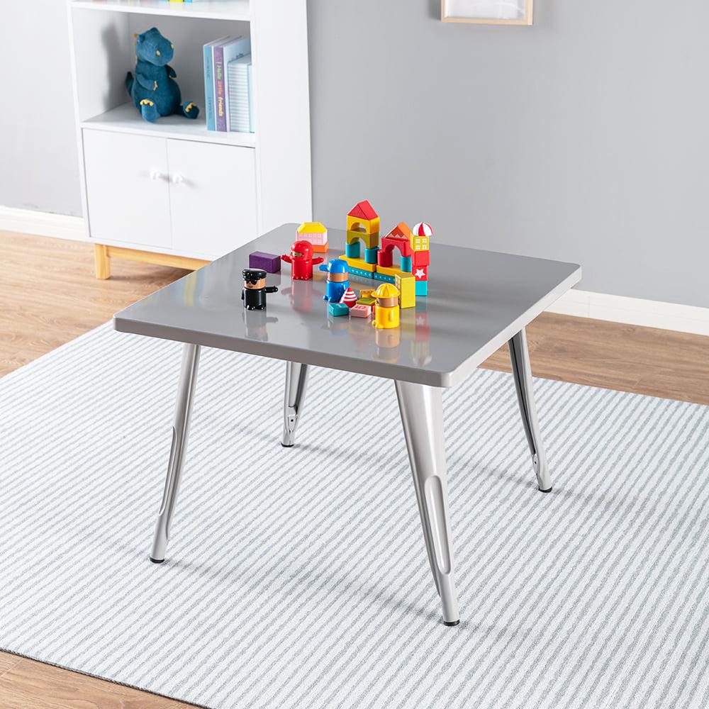 ACEssentials Harper and Hudson Kids Square Metal Table Gray Powder Coat Finish  Crowdfused